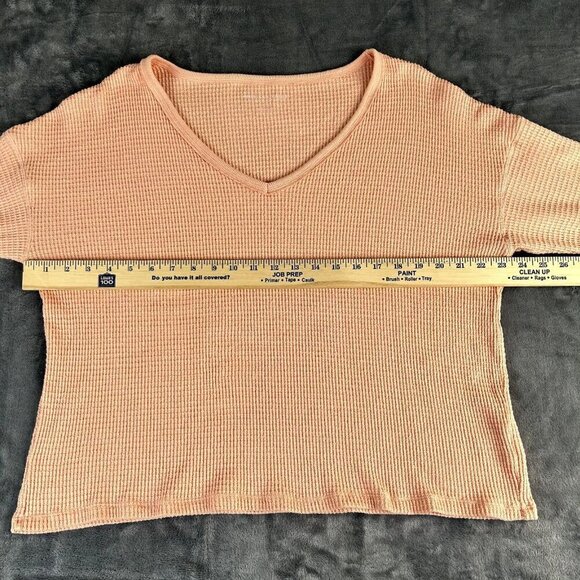 American Eagle Waffle Knit Henly Thermal V Neck Shirt Womens Size Large Soft - Picture 4 of 8